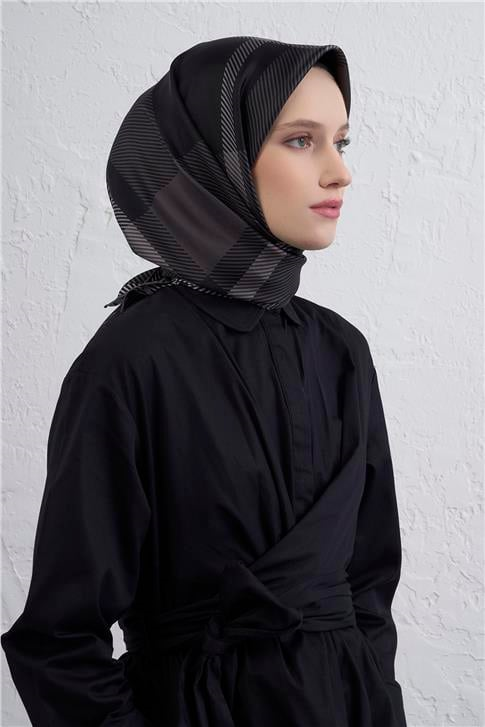 Armine Geometrik Desenli Saf İpek Twill Eşarp 9418D 81