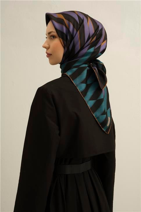 Armine Geometrik Desenli Saf İpek Twill Eşarp 9325D 82