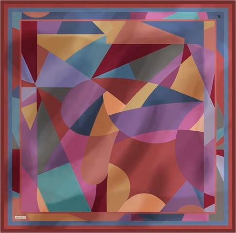 Armine Geometrik Desenli Saf İpek Twill Eşarp 9331D 80