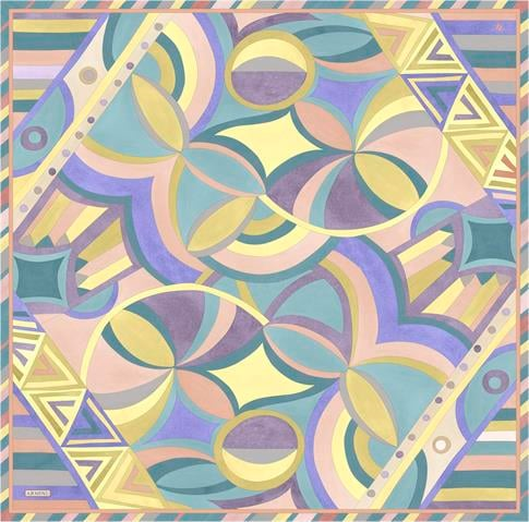 Armine Geometrik Desenli Saf İpek Twill Eşarp 9336D 54