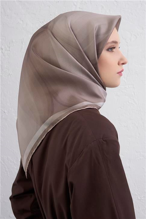 Armine Geometrik Desenli Saf İpek Twill Eşarp 9402D 07