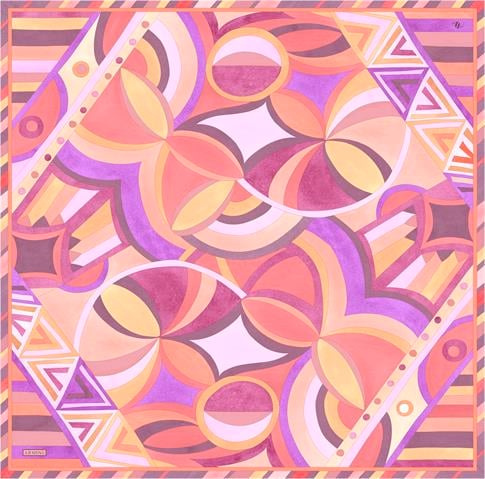Armine Geometrik Desenli Saf İpek Twill Eşarp 9336D 55