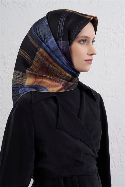 Armine Geometrik Desenli Saf İpek Twill Eşarp 9424D 31