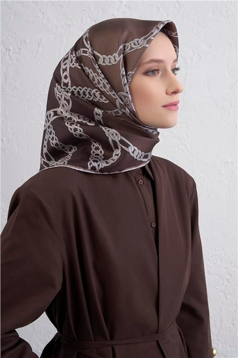 Armine Geometrik Desenli Saf İpek Twill Eşarp 9427D 81
