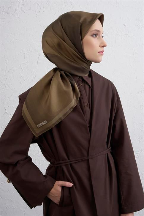 Armine Geometrik Desenli Saf İpek Twill Eşarp 9402D 55