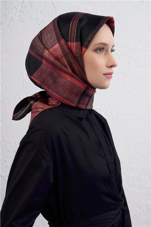 Armine Geometrik Desenli Saf İpek Twill Eşarp 9424D 32