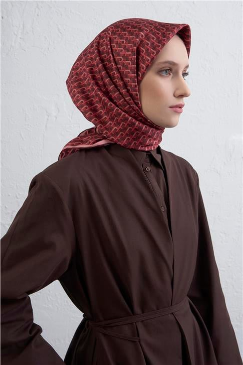 Armine Geometrik Desenli Saf İpek Twill Eşarp 9417D 35