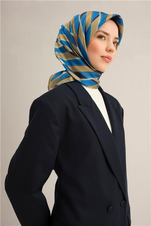 Armine Geometrik Desenli Saf İpek Twill Eşarp 9325D 52