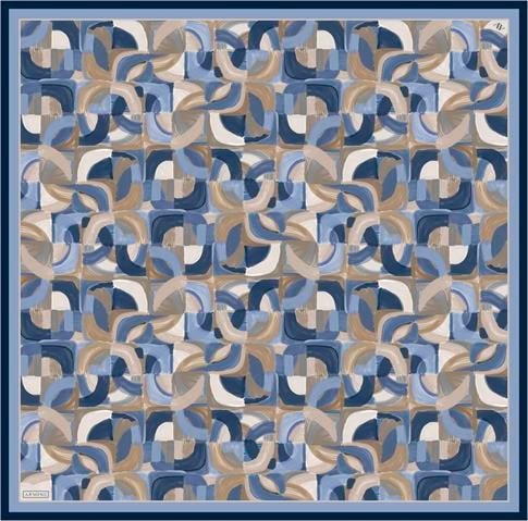 Armine Geometrik Desenli Saf İpek Twill Eşarp 9329D 83