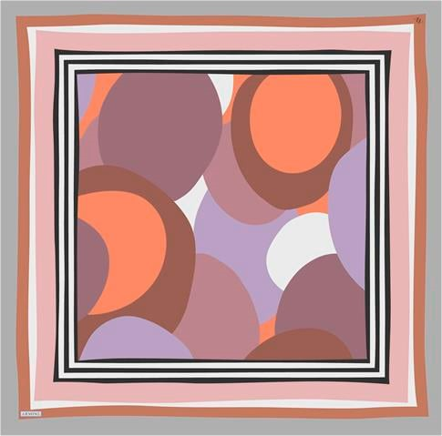 Armine Geometrik Desenli Saf İpek Twill Eşarp 9313D 37