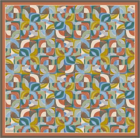 Armine Geometrik Desenli Saf İpek Twill Eşarp 9329D 84