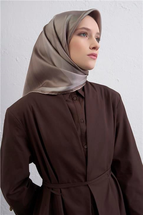Armine Geometrik Desenli Saf İpek Twill Eşarp 9402D 07