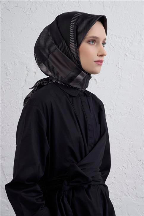 Armine Geometrik Desenli Saf İpek Twill Eşarp 9418D 81