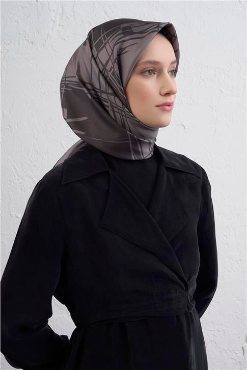 Armine Geometrik Desenli Saf İpek Twill Eşarp 9442D 33