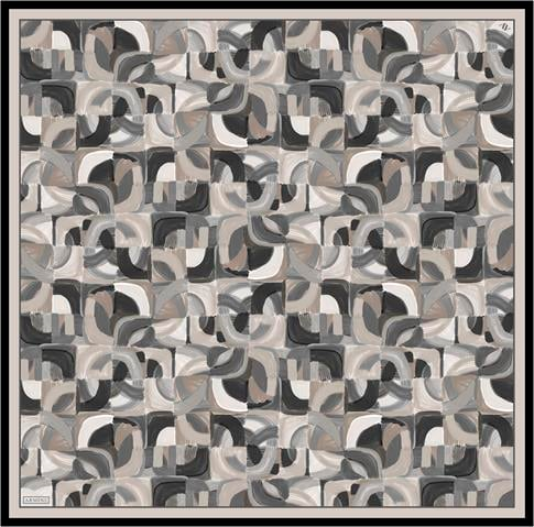 Armine Geometrik Desenli Saf İpek Twill Eşarp 9329D 85