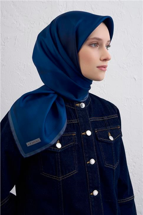 Armine Geometrik Desenli Saf İpek Twill Eşarp 9402D 83