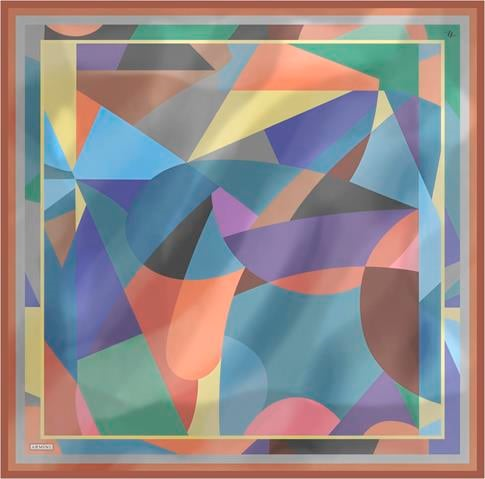 Armine Geometrik Desenli Saf İpek Twill Eşarp 9331D 82