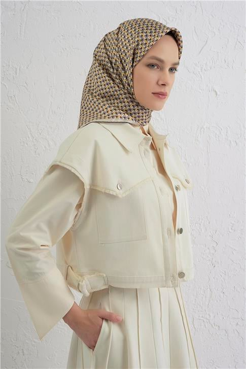 Armine Geometrik Desenli Saf İpek Twill Eşarp 9417D 31