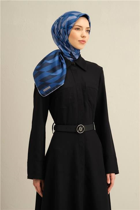 Armine Geometrik Desenli Saf İpek Twill Eşarp 9325D 85