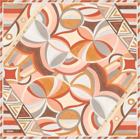Armine Geometrik Desenli Saf İpek Twill Eşarp 9336D 05