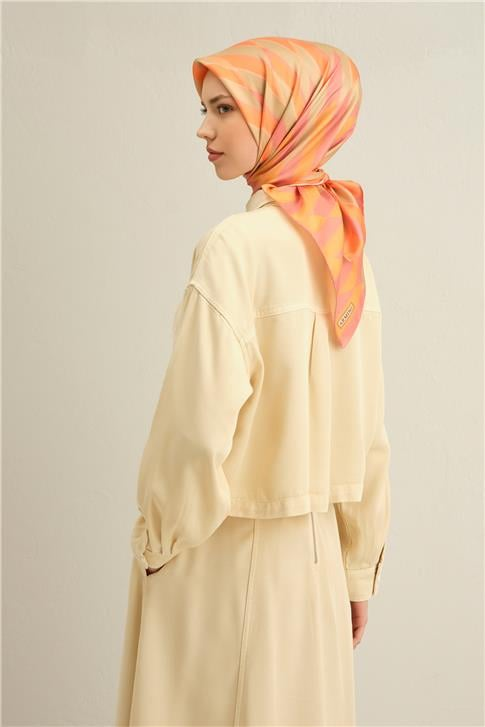 Armine Geometrik Desenli Saf İpek Twill Eşarp 9325D 56