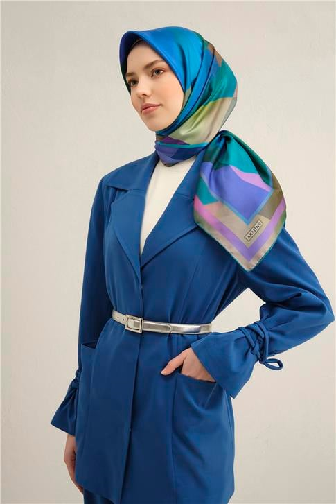 Armine Geometrik Desenli Saf İpek Twill Eşarp 9331D 81