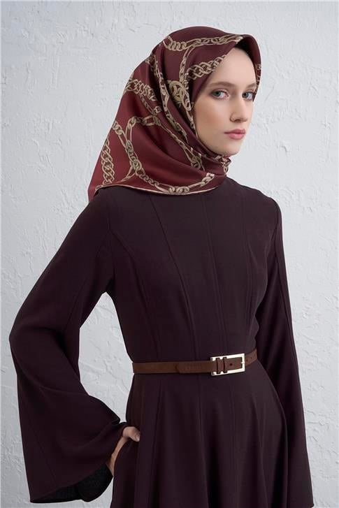 Armine Geometrik Desenli Saf İpek Twill Eşarp 9427D 37