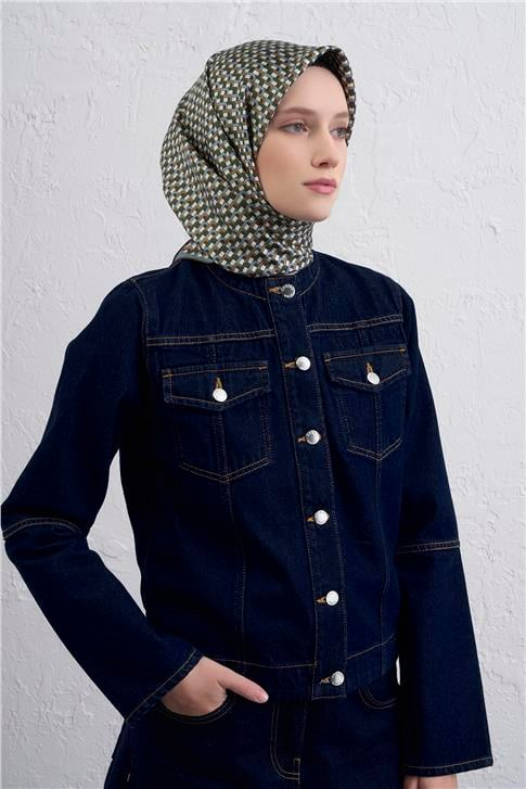 Armine Geometrik Desenli Saf İpek Twill Eşarp 9417D 81
