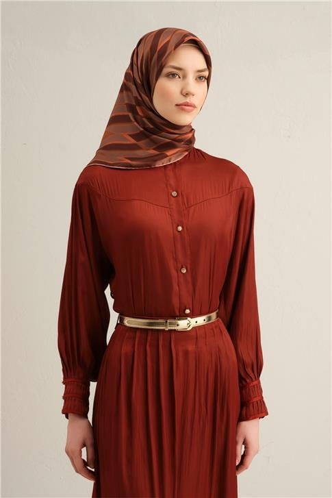 Armine Geometrik Desenli Saf İpek Twill Eşarp 9325D 24
