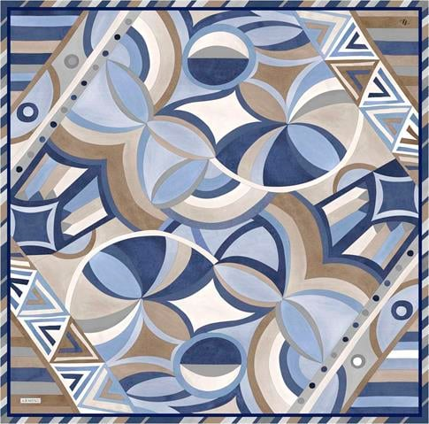 Armine Geometrik Desenli Saf İpek Twill Eşarp 9336D 82