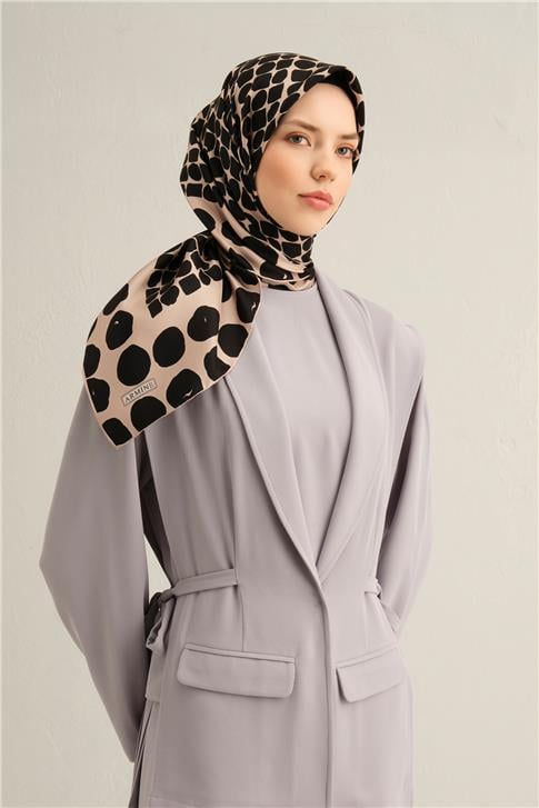 Armine Geometrik Desenli Saf İpek Twill Eşarp 9354D 86