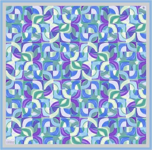Armine Geometrik Desenli Saf İpek Twill Eşarp 9329D 33