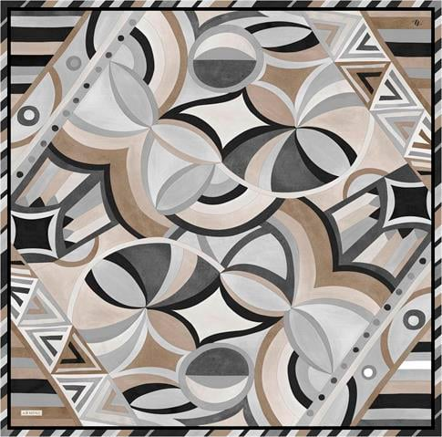 Armine Geometrik Desenli Saf İpek Twill Eşarp 9336D 85