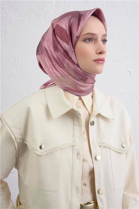Armine Geometrik Desenli Saf İpek Twill Eşarp 9413D 06