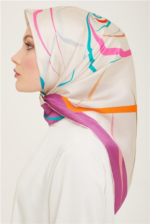 Armine Geometrik Desenli Sura İpek Eşarp 24Ya9118 05