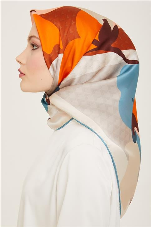 Armine Geometrik Desenli Sura İpek Eşarp 24Ya9120 02