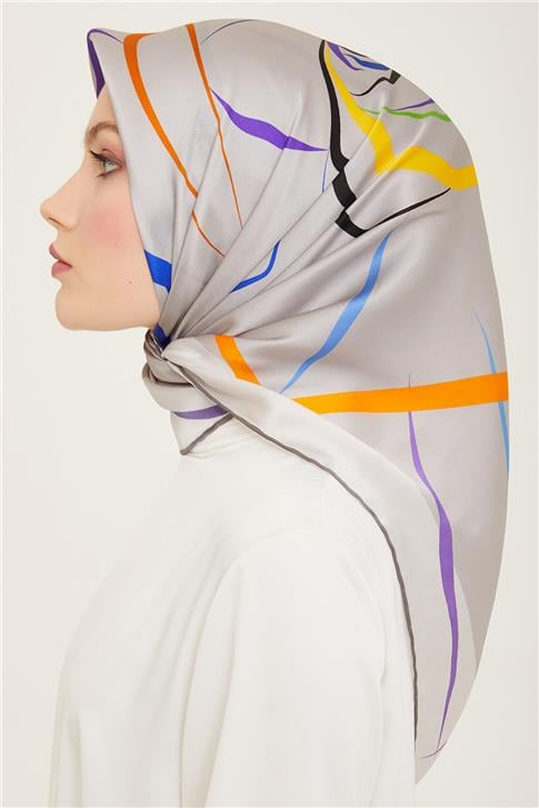 Armine Geometrik Desenli Sura İpek Eşarp 24Ya9118 35