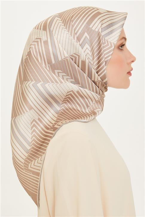 Armine Geometrik Desenli Sura Saf İpek Eşarp 9218D 83