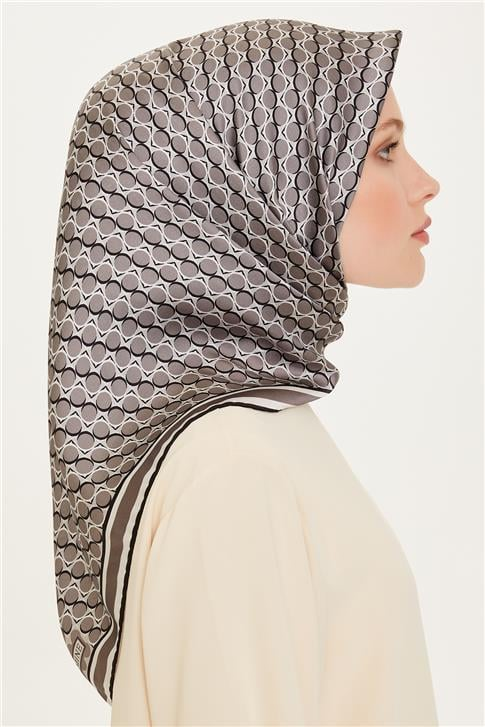 Armine Geometrik Desenli Sura Saf İpek Eşarp 9226D 81 81