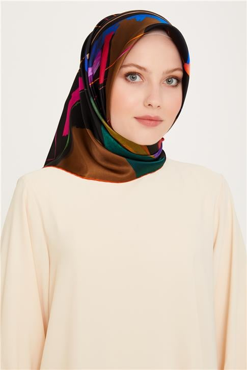 Armine Geometrik Desenli Sura Saf İpek Eşarp 9241D 82 02