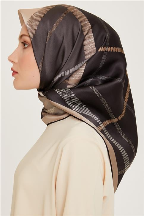 Armine Geometrik Desenli Sura Saf İpek Eşarp 9206D 83