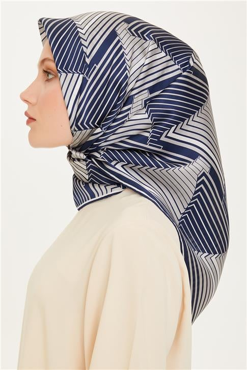 Armine Geometrik Desenli Sura Saf İpek Eşarp 9218D 03
