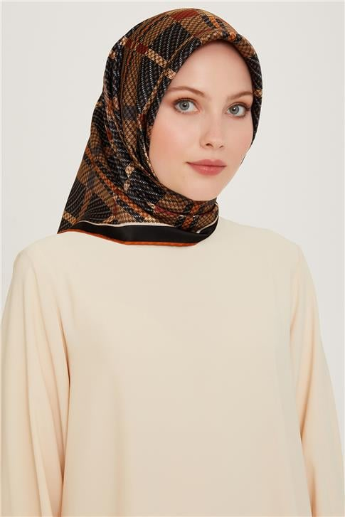 Armine Geometrik Desenli Sura Saf İpek Eşarp 9247D 36