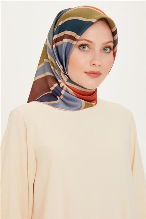 Armine Geometrik Desenli Sura Saf İpek Eşarp 9232D 86