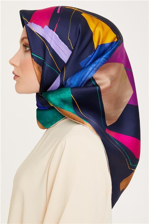 Armine Geometrik Desenli Sura Saf İpek Eşarp 9241D 82 80