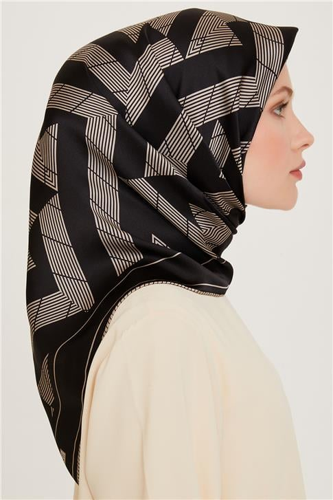 Armine Geometrik Desenli Sura Saf İpek Eşarp 9255D 81