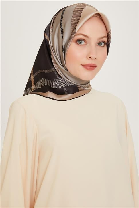 Armine Geometrik Desenli Sura Saf İpek Eşarp 9206D 83