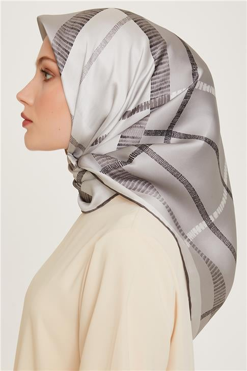 Armine Geometrik Desenli Sura Saf İpek Eşarp 9206D 05