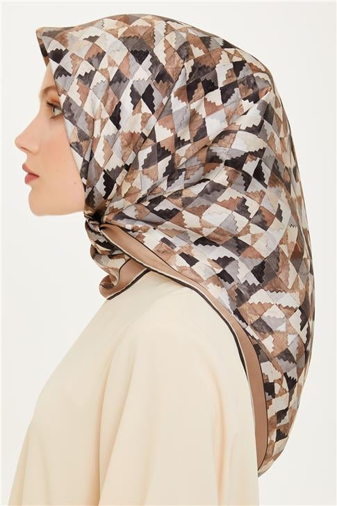 Armine Geometrik Desenli Sura Saf İpek Eşarp 9214D 82