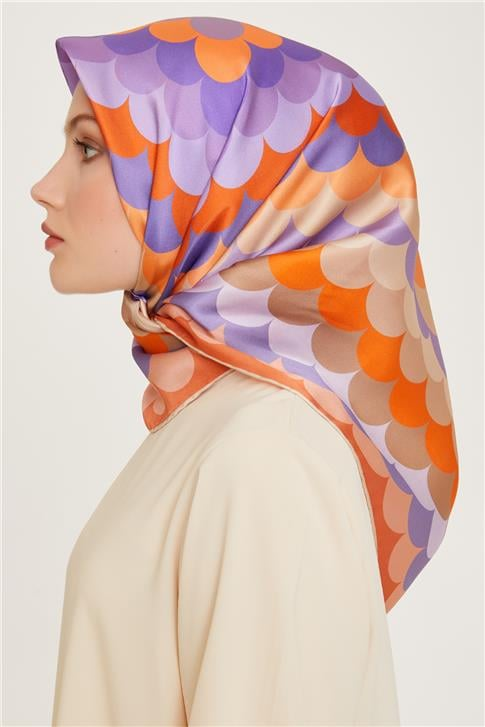 Armine Geometrik Desenli Sura Saf İpek Eşarp 9212D 41